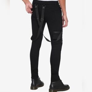 HT Denim Stinger Jeans Skinny Black Cargo Stretch Hot Topic Emo Jeans 38x32
